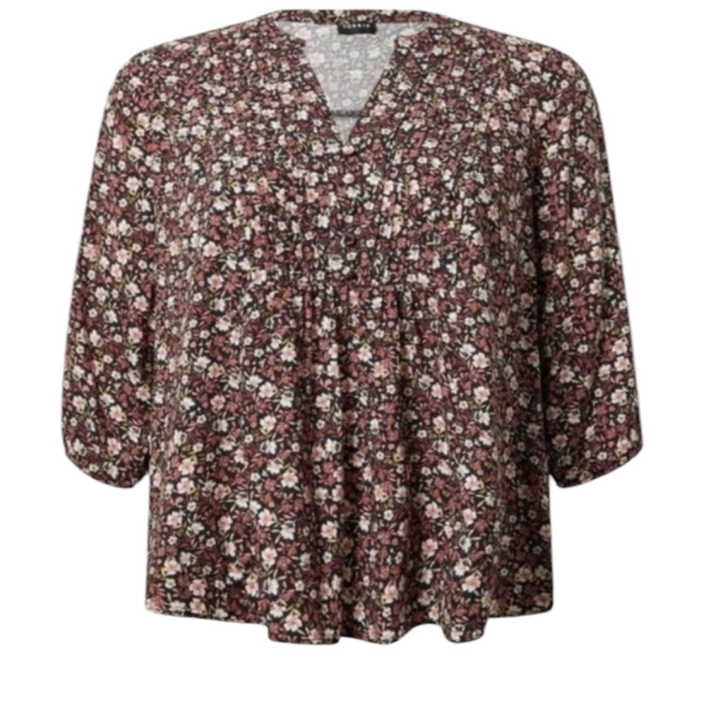 NWT 💮Torrid Challis pleated V neck 3/4 sleeve